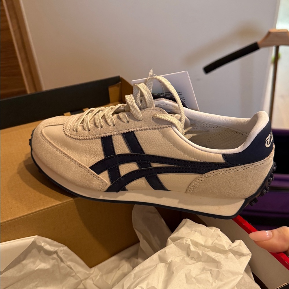 Onitsuka Tiger by Asics Beige and Dark Blue Sneakers